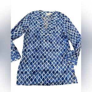 Vineyard Vines Dress Womens Size Med Blue White Cotton Long Sleeve Tunic coverup